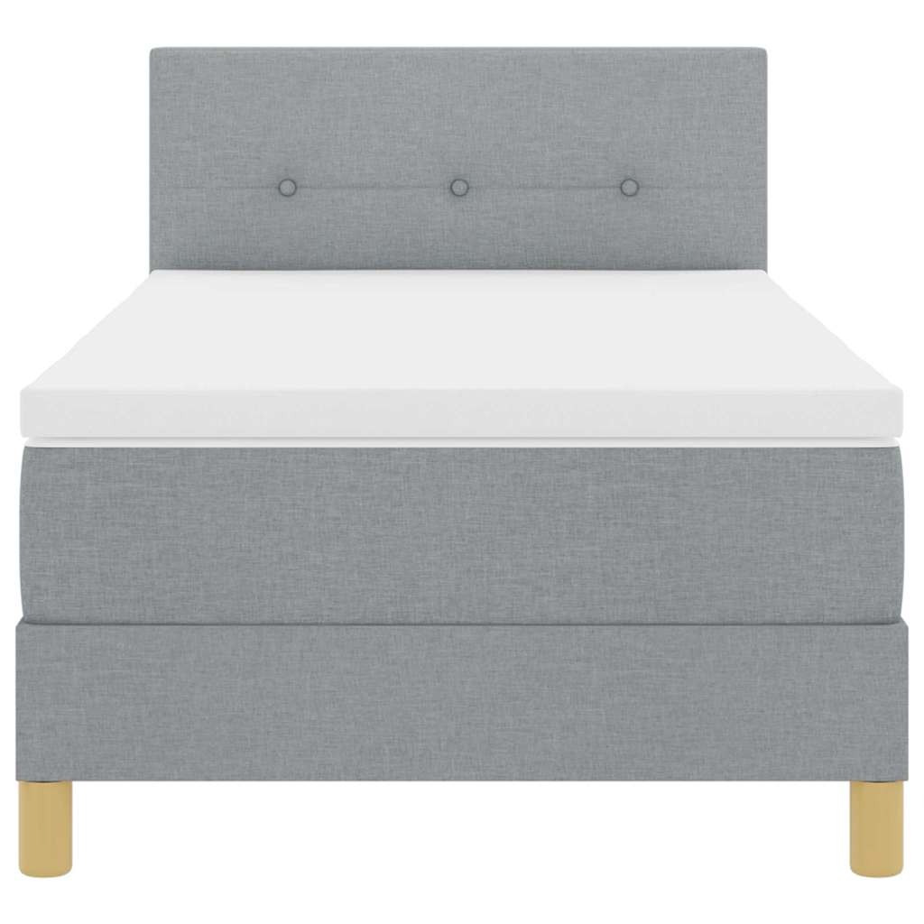 LED Box Spring Bed med pude Lysegrå 100 x 200 cm Stof