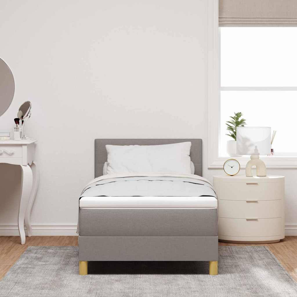 LED Box Spring Bed med hovedgærde Gråbrun 100 x 200 cm Stof