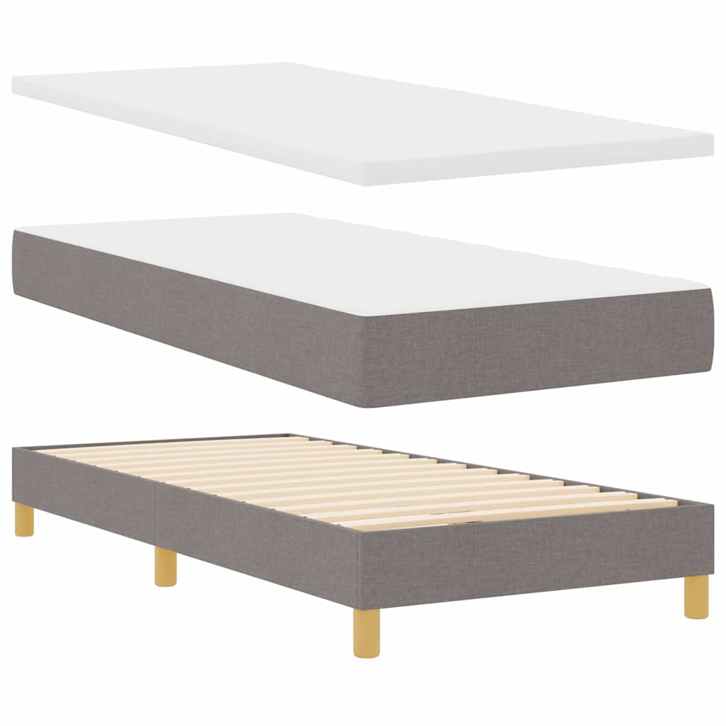 LED Box Spring Bed med hovedgærde Gråbrun 100 x 200 cm Stof