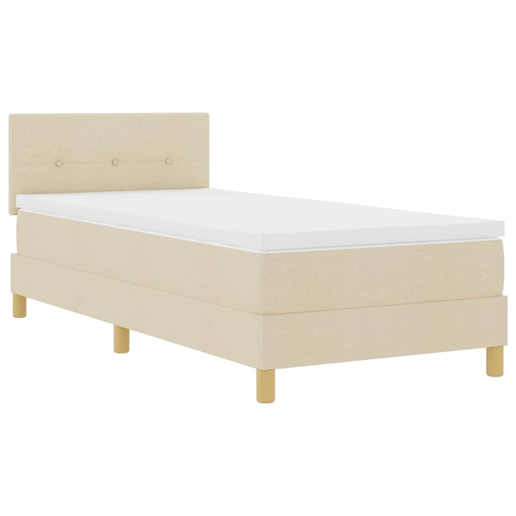 LED Box Spring Bed med LED-lysstrimler Creme 100 x 200 cm Stof