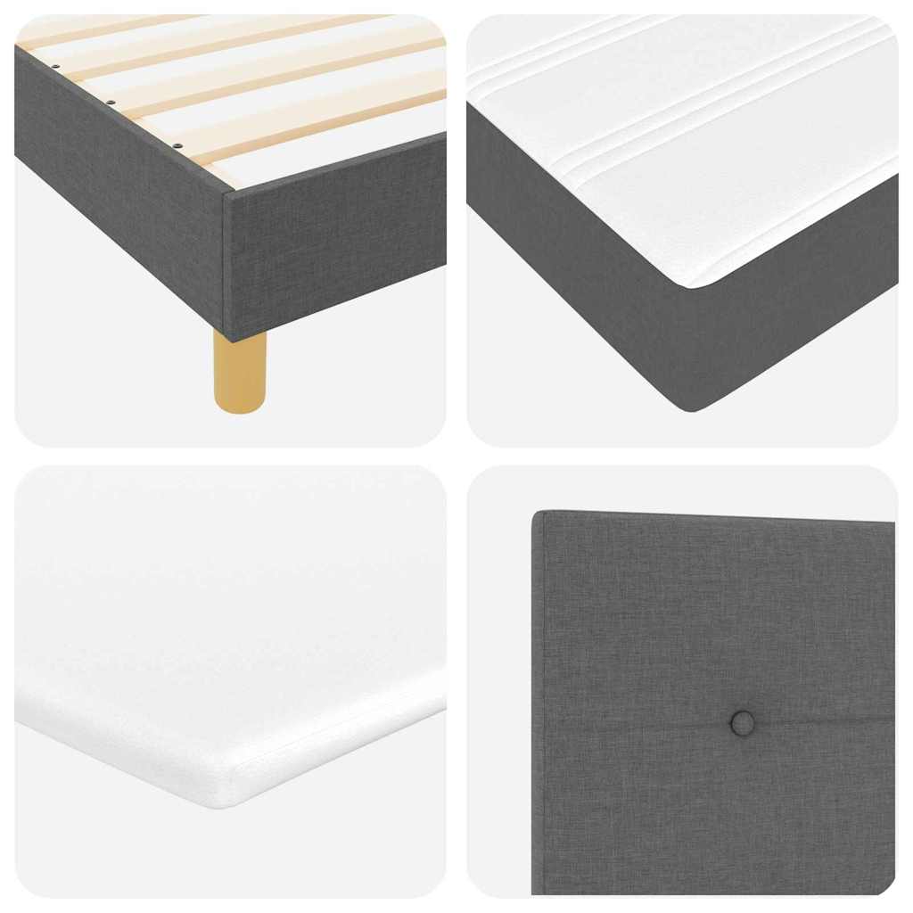 LED Box Spring Bed med hovedgærde Mørkegrå 120 x 190 cm Stof