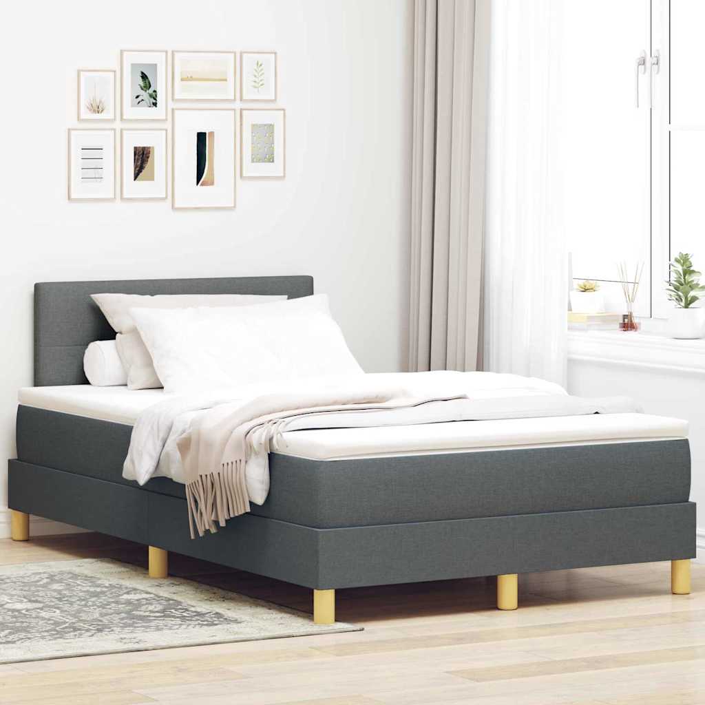 LED Box Spring Bed med hovedgærde Mørkegrå 120 x 190 cm Stof