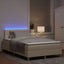 LED Box Spring Bed med LED-lysstrimler Creme 120 x 190 cm Stof