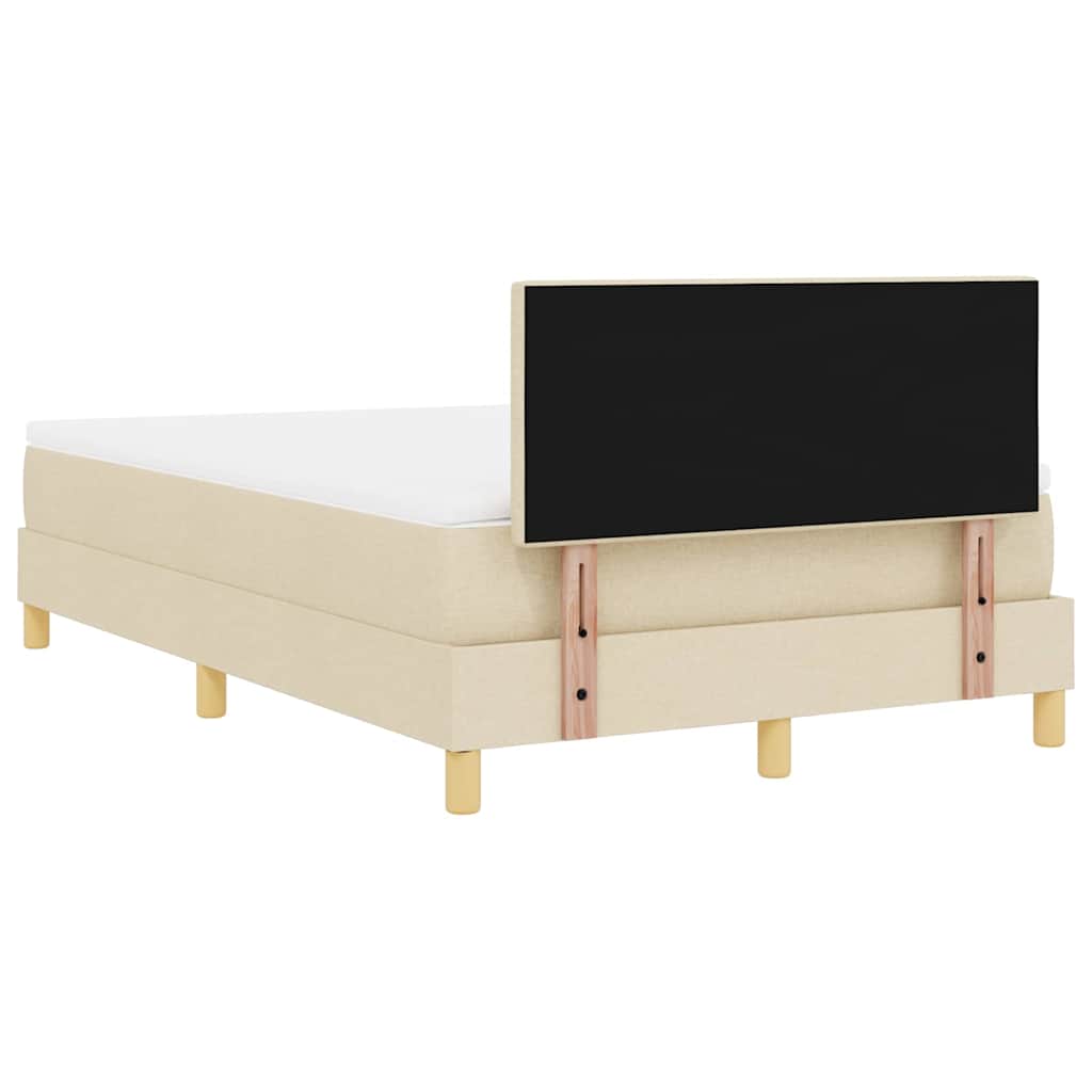 LED Box Spring Bed med LED-lysstrimler Creme 120 x 190 cm Stof