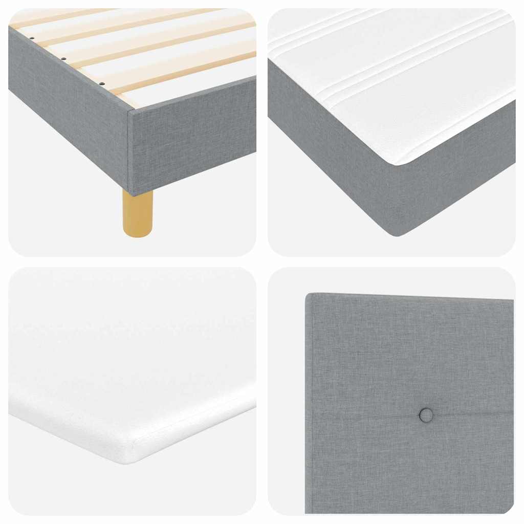LED Box Spring Bed med hovedgærde Lysegrå 120 x 200 cm Stof