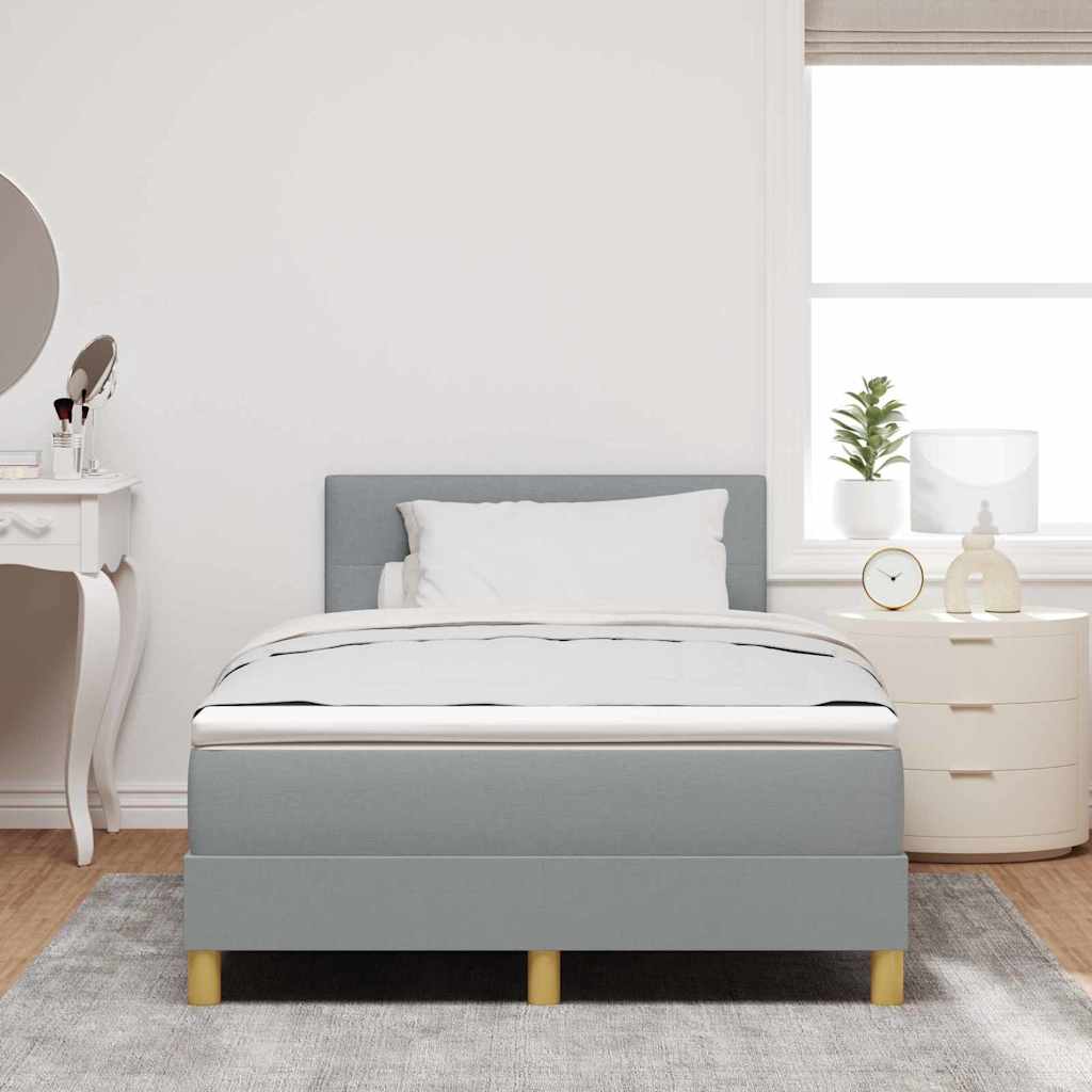 LED Box Spring Bed med hovedgærde Lysegrå 120 x 200 cm Stof