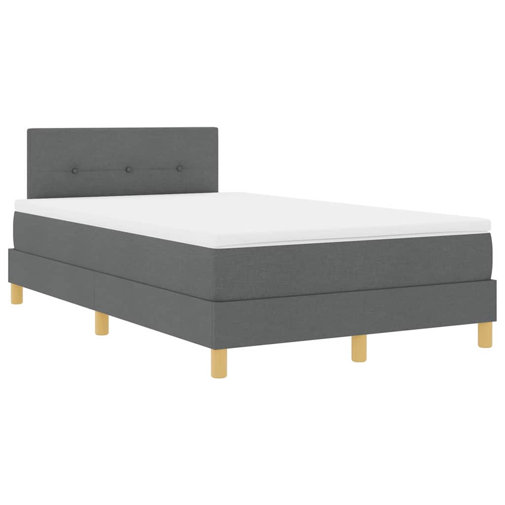 LED Box Spring Bed med hovedgærde Mørkegrå 120 x 200 cm Stof