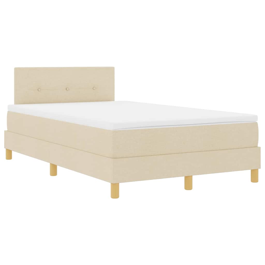 LED Box Spring Bed med LED-lysstrimler Creme 120 x 200 cm Stof