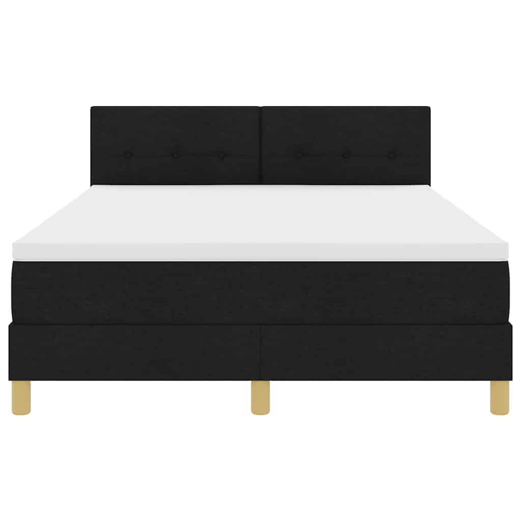 LED Box Spring Bed med LED-lysstrimler Sort 140 x 190 cm Stof