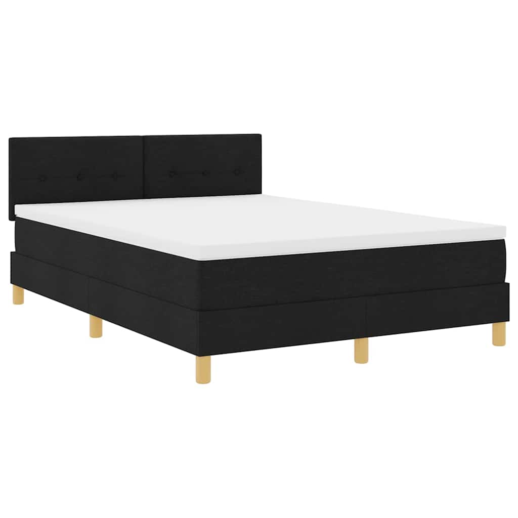 LED Box Spring Bed med pude Sort 160 x 200 cm Stof