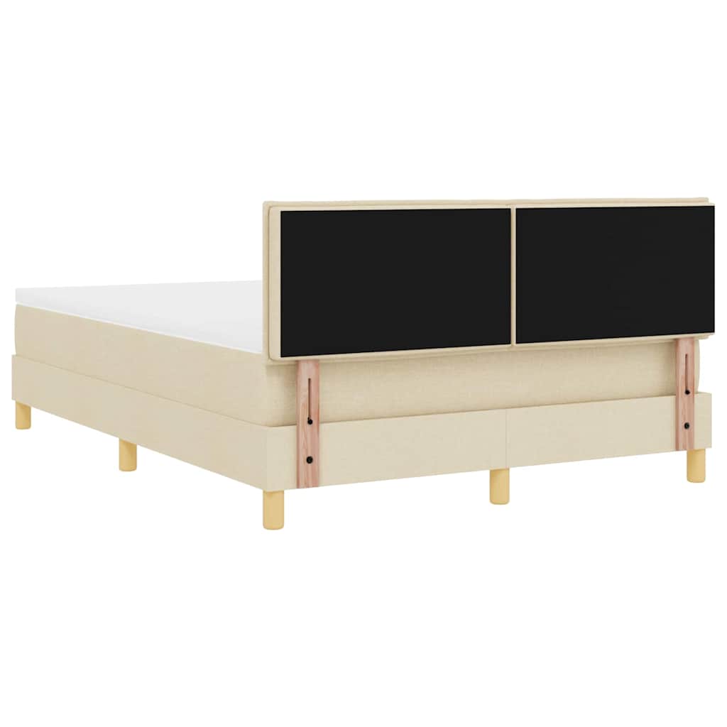 LED Box Spring Bed med LED-lysstrimler Creme 160 x 200 cm Stof