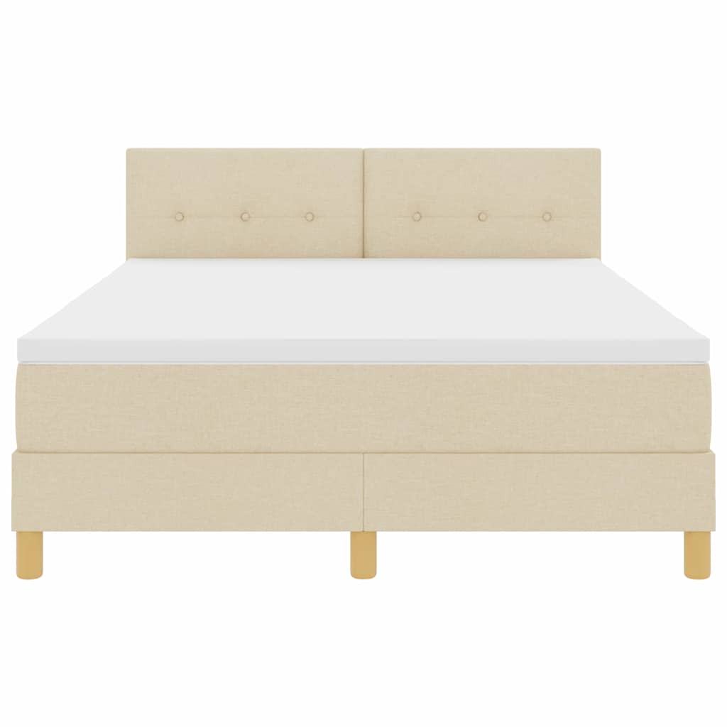 LED Box Spring Bed med LED-lysstrimler Creme 160 x 200 cm Stof