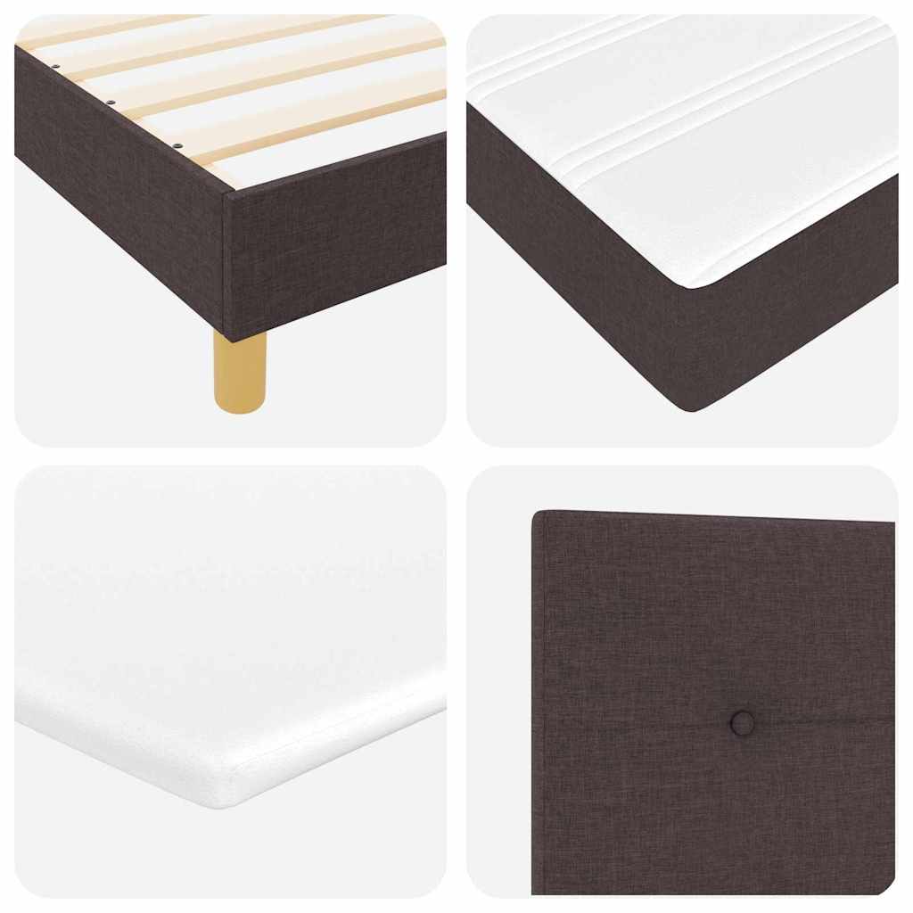 LED Box Spring Bed med pude Mørk Brun 180 x 200 cm Stof