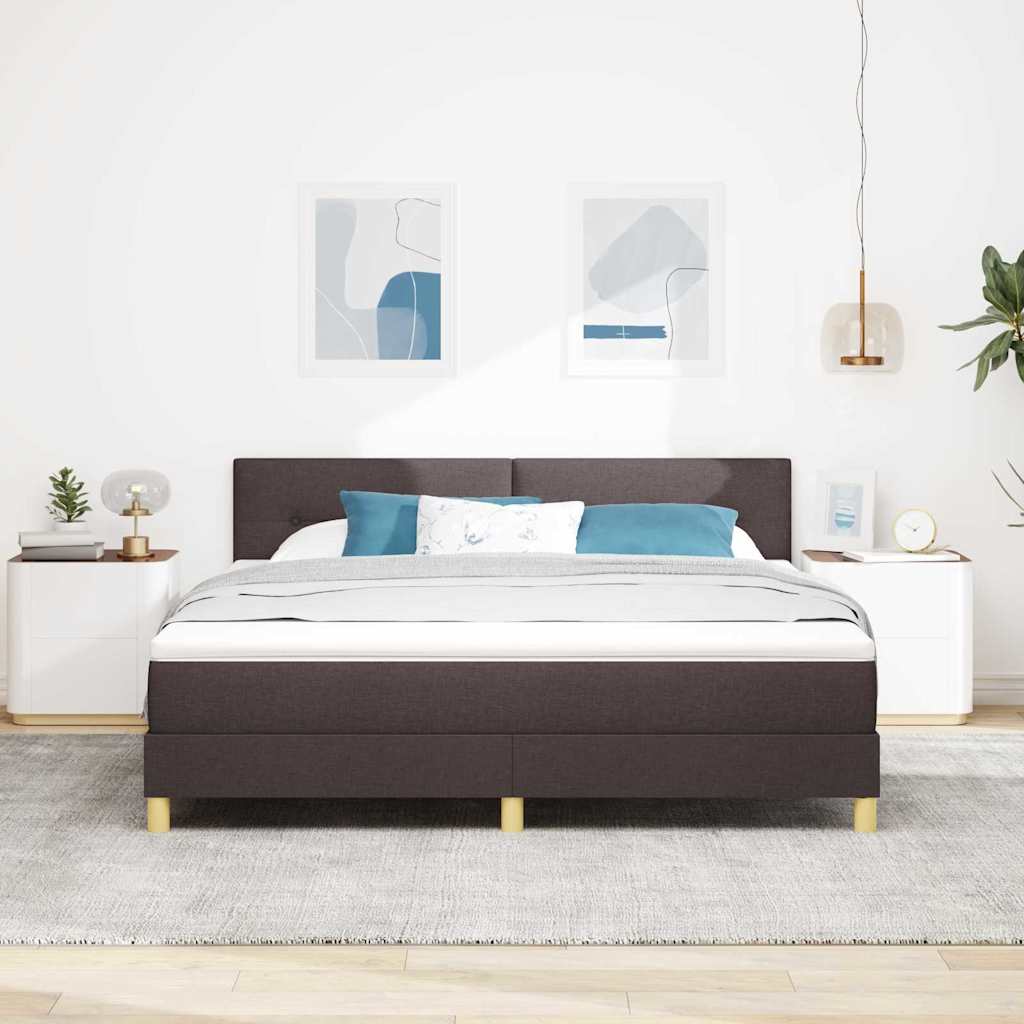 LED Box Spring Bed med pude Mørk Brun 180 x 200 cm Stof