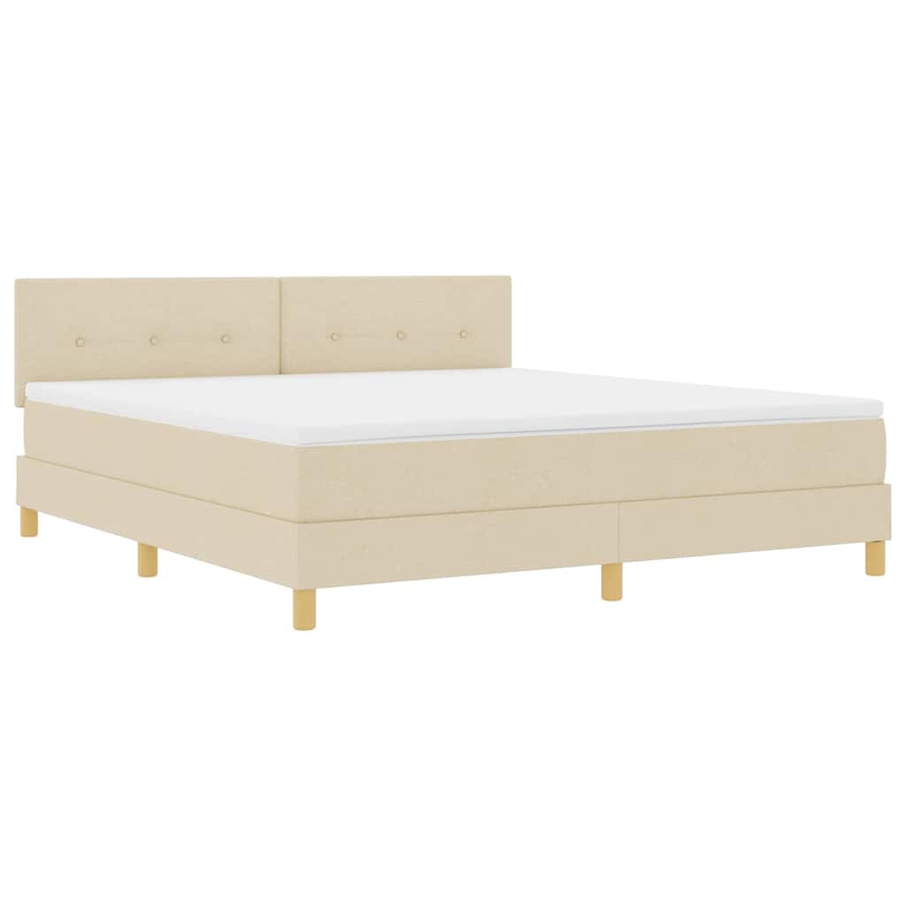 LED Box Spring Bed med LED-lysstrimler Creme 180 x 200 cm Stof