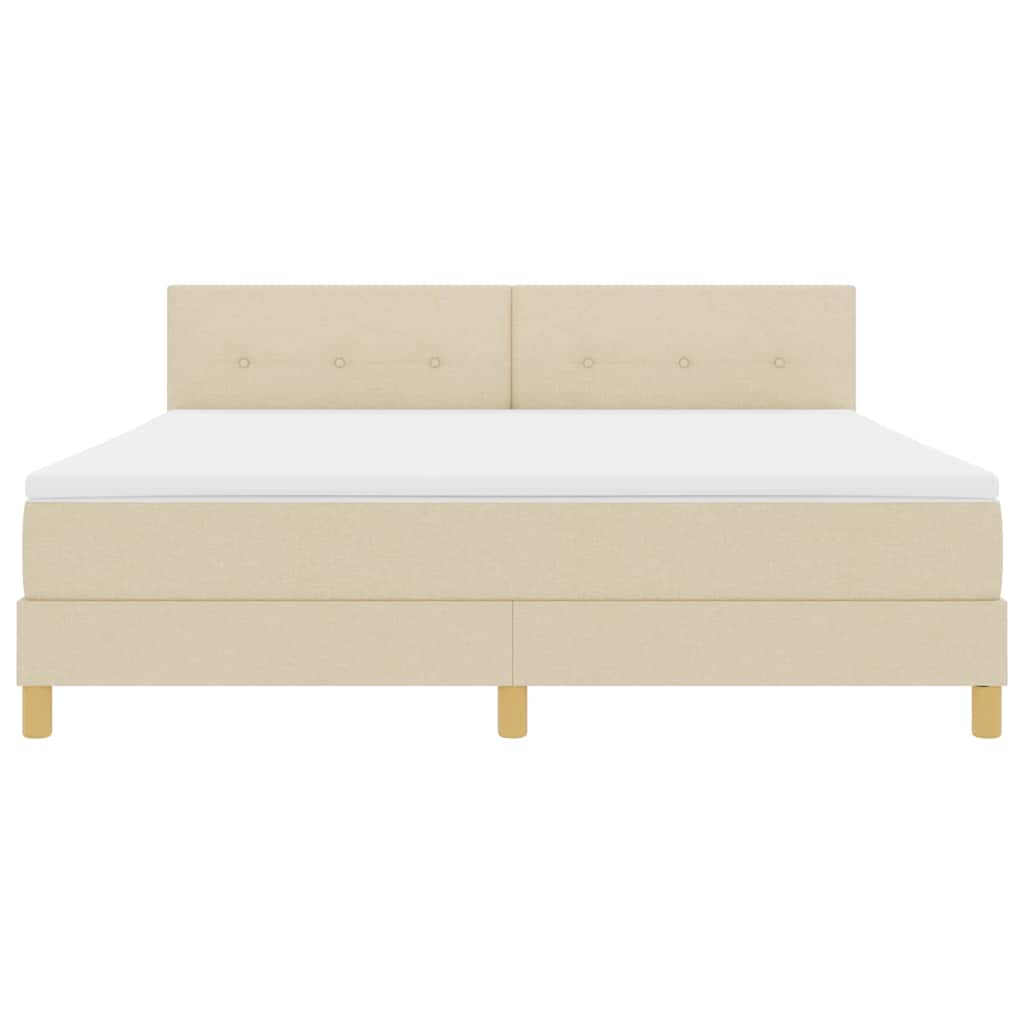 LED Box Spring Bed med LED-lysstrimler Creme 180 x 200 cm Stof