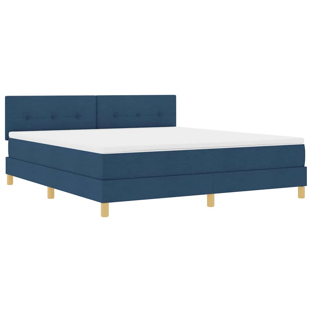 LED Box Spring Bed med pude Blå 180 x 200 cm Stof