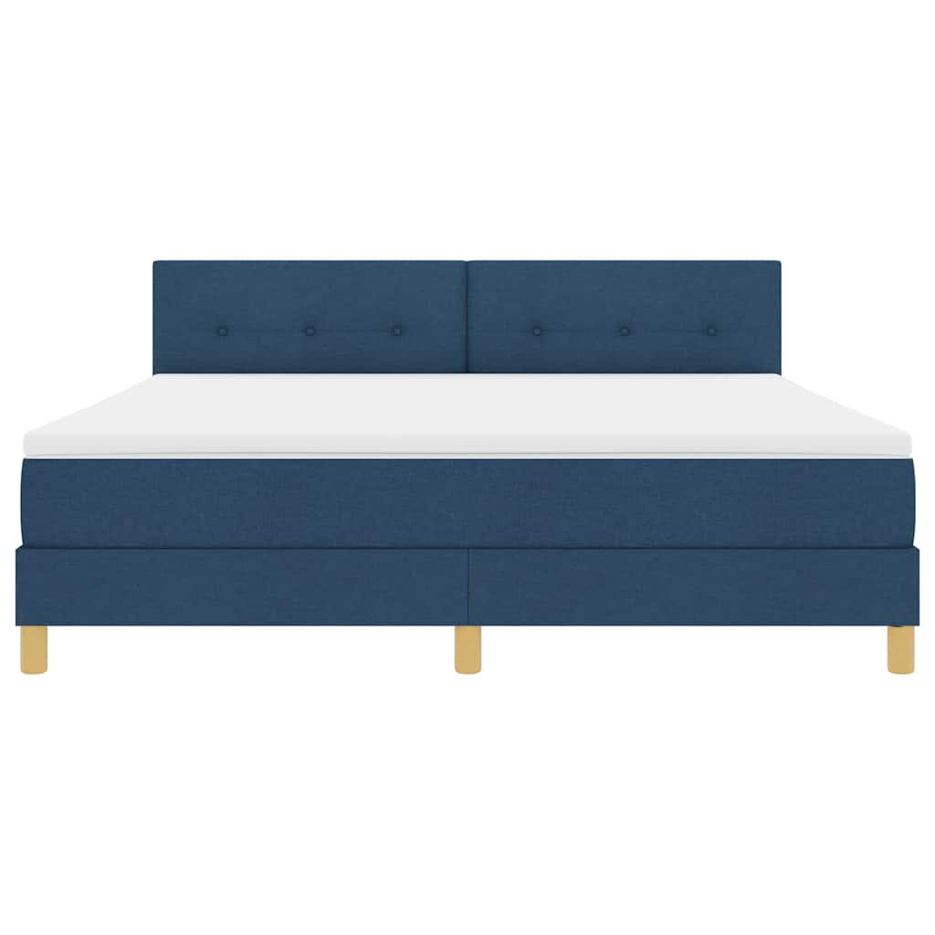 LED Box Spring Bed med pude Blå 180 x 200 cm Stof