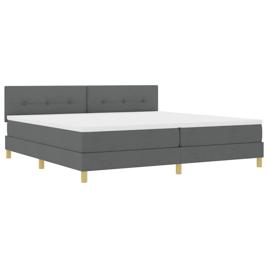 LED Box Spring Bed med hovedgærde Mørkegrå 200 x 200 cm Stof