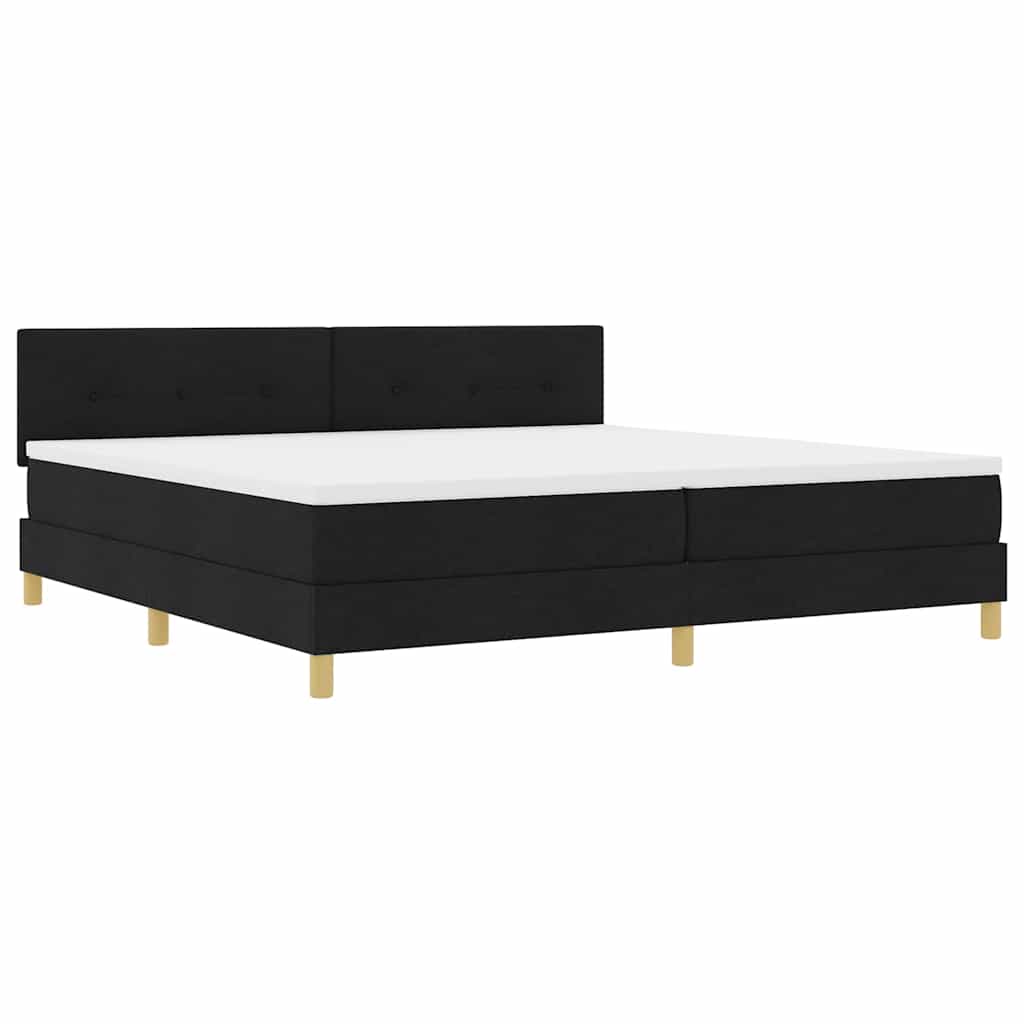 LED Box Spring Bed med LED-lysstrimler Sort 200 x 200 cm Stof