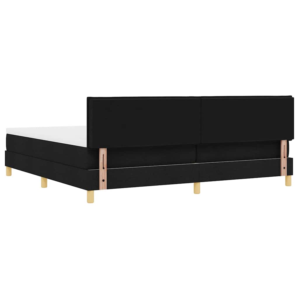 LED Box Spring Bed med LED-lysstrimler Sort 200 x 200 cm Stof