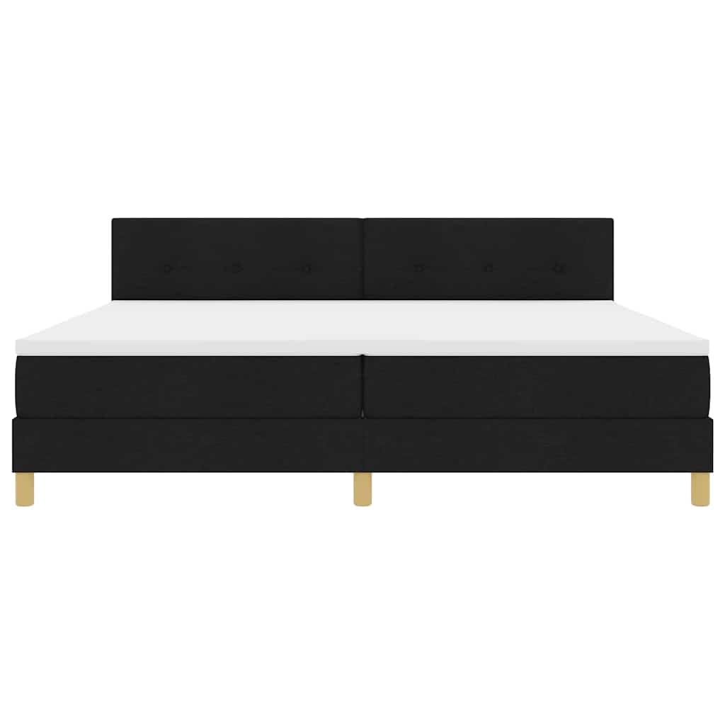 LED Box Spring Bed med LED-lysstrimler Sort 200 x 200 cm Stof