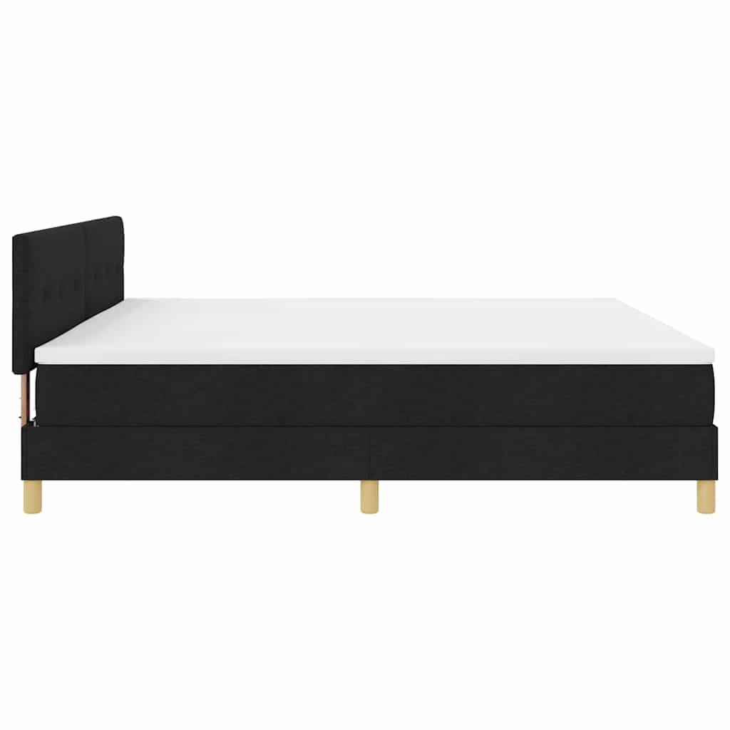 LED Box Spring Bed med LED-lysstrimler Sort 200 x 200 cm Stof