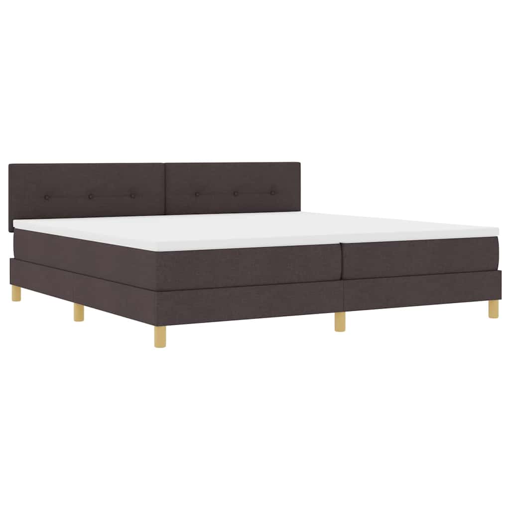 LED Box Spring Bed med hovedgærde Mørk Brun 200 x 200 cm Stof