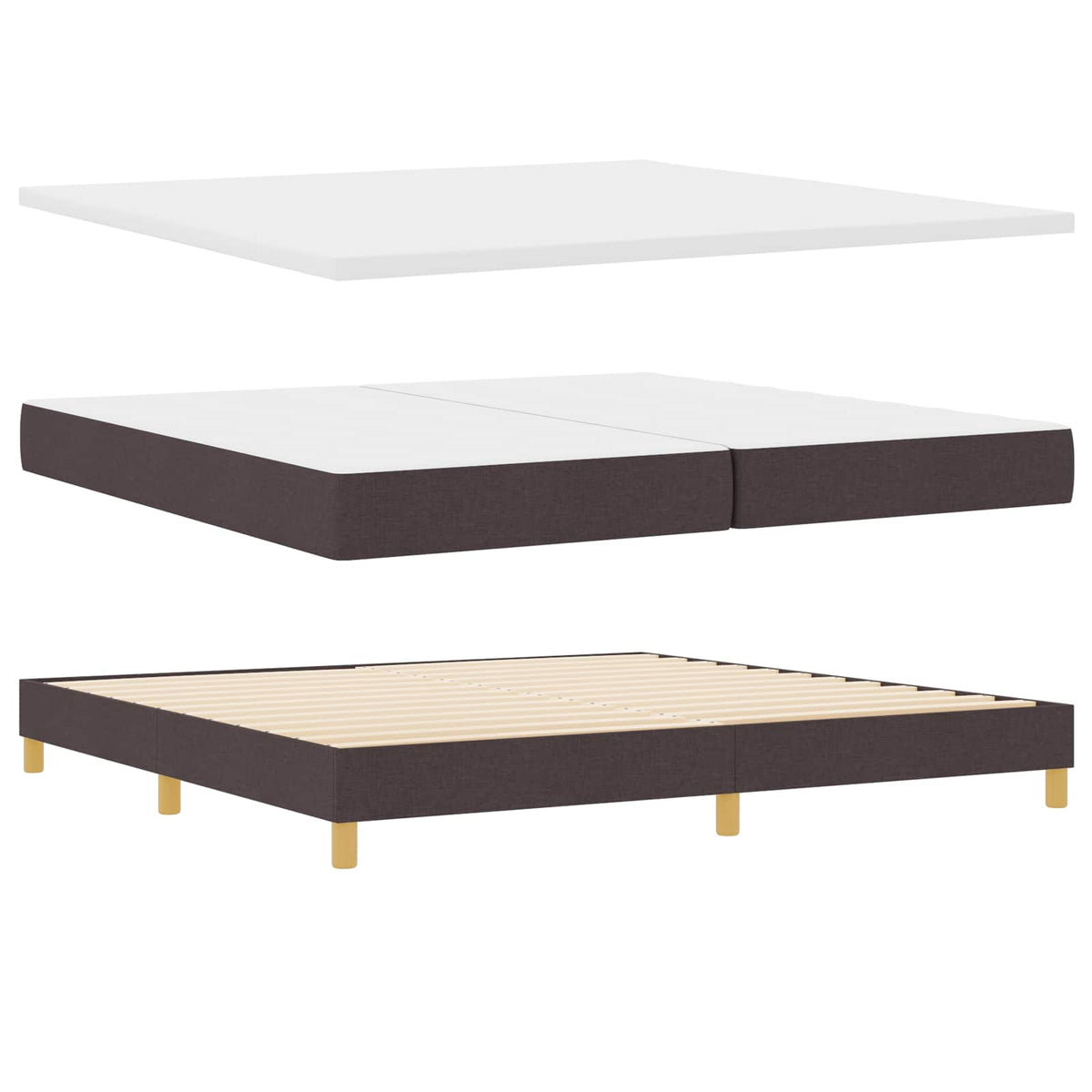 LED Box Spring Bed med hovedgærde Mørk Brun 200 x 200 cm Stof