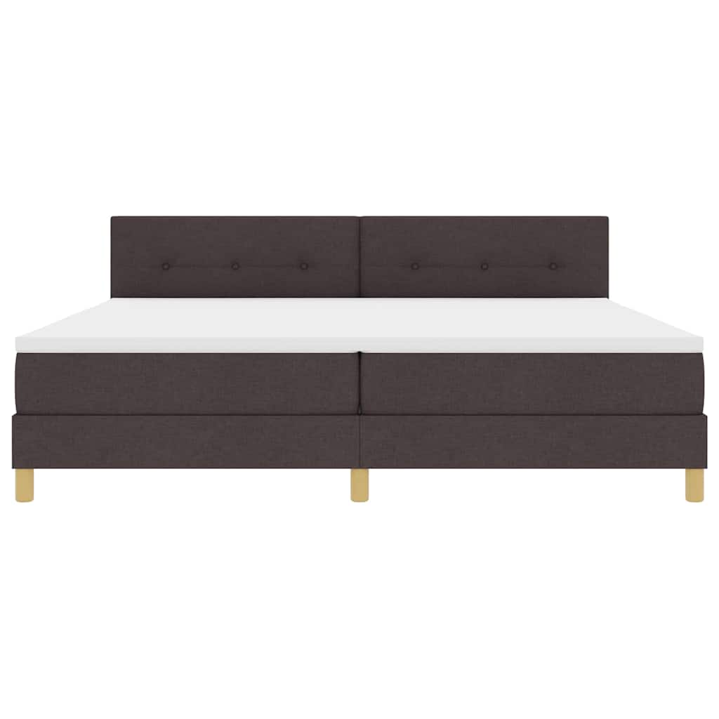 LED Box Spring Bed med hovedgærde Mørk Brun 200 x 200 cm Stof