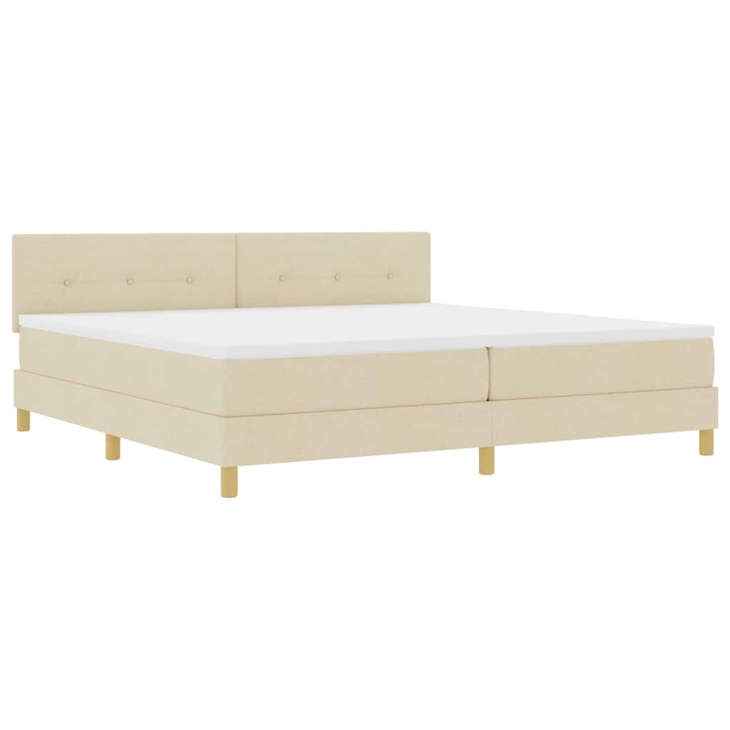 LED Box Spring Bed med pude Creme 200 x 200 cm Stof