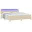 LED Box Spring Bed med pude Creme 200 x 200 cm Stof