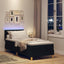 LED Box Spring Bed med pude Sort 80 x 200 cm Stof