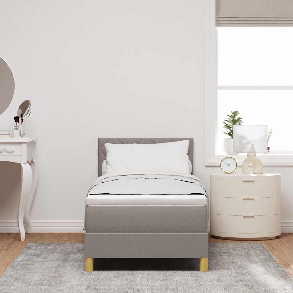 LED Box Spring Bed med hovedgærde Gråbrun 80 x 200 cm Stof