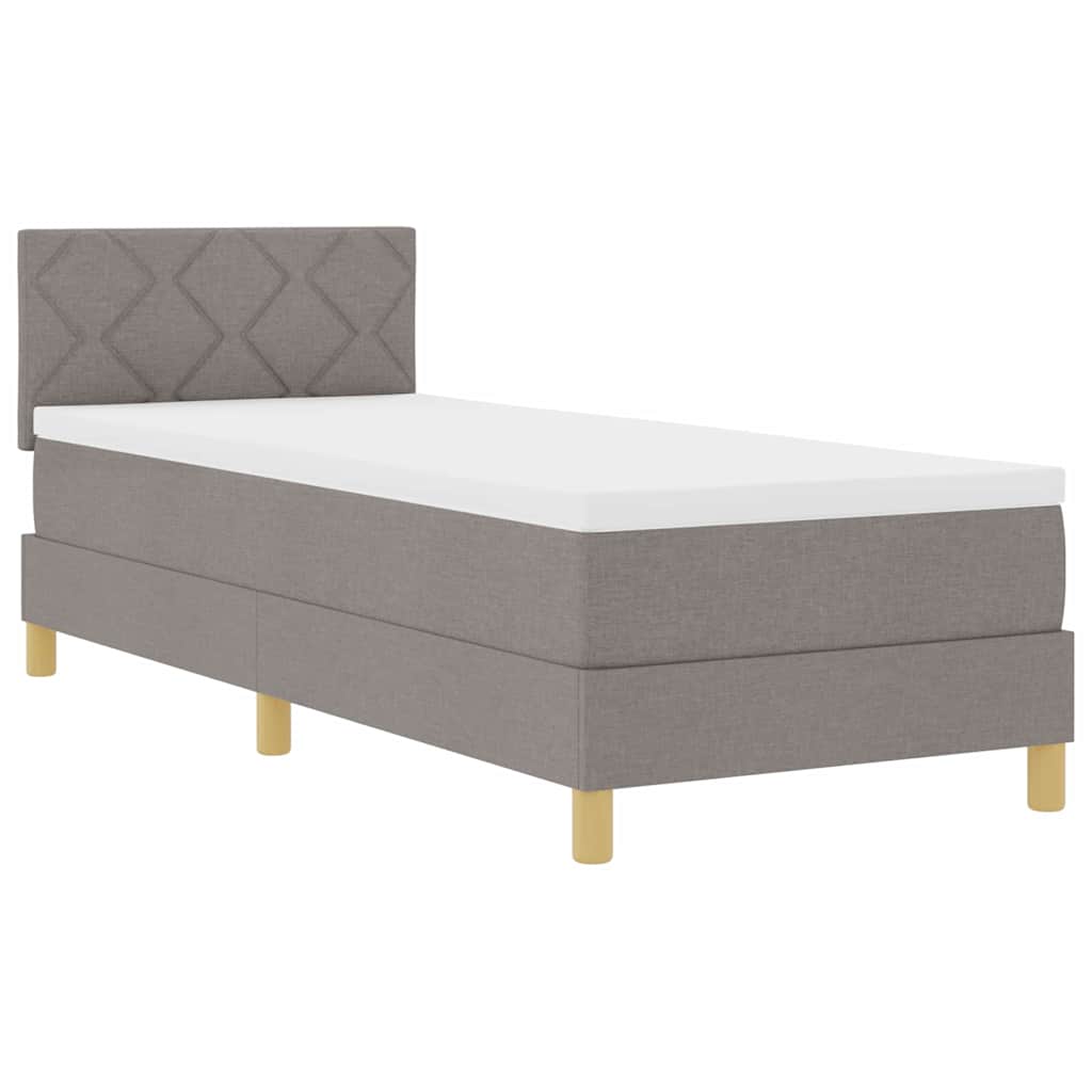 LED Box Spring Bed med hovedgærde Gråbrun 80 x 200 cm Stof