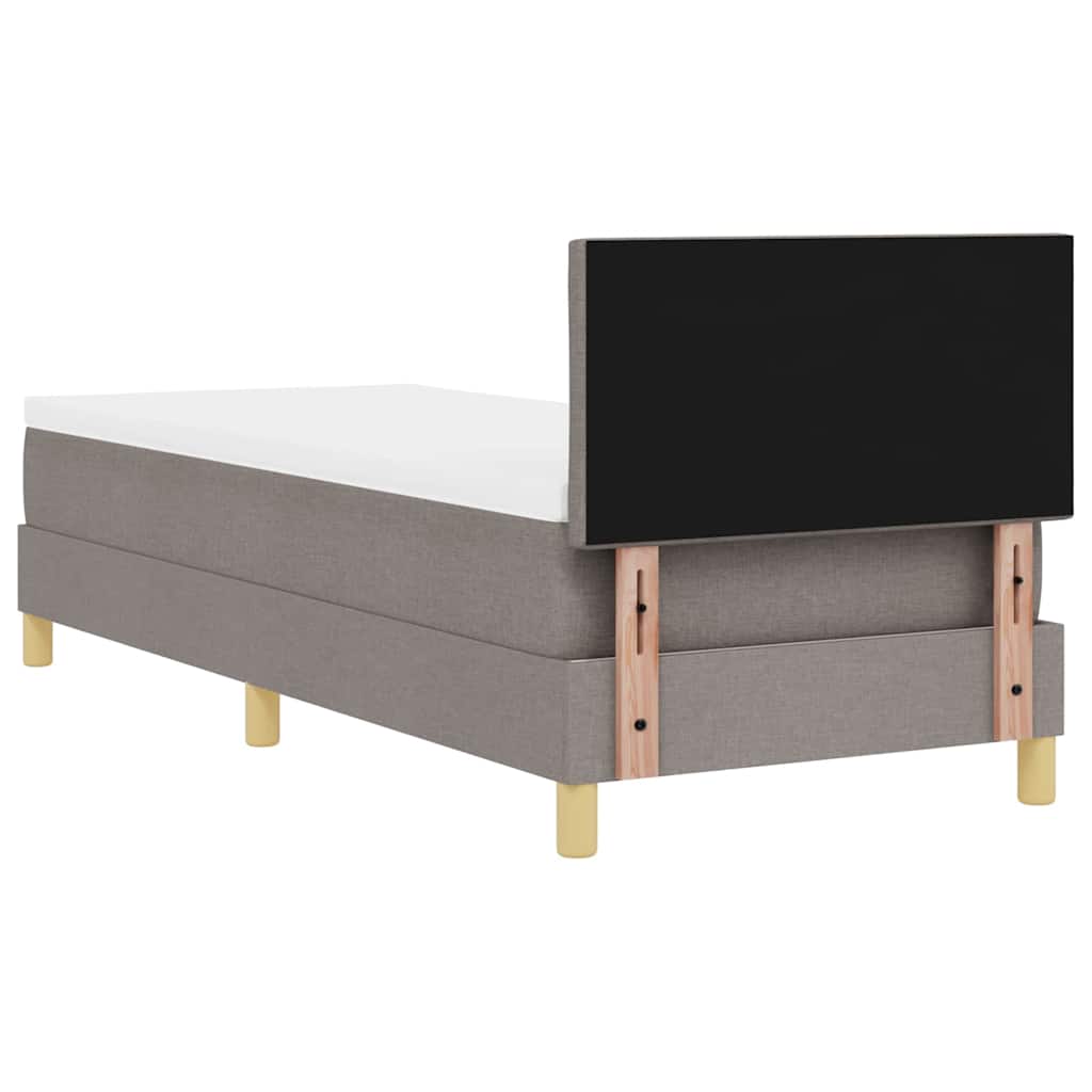 LED Box Spring Bed med hovedgærde Gråbrun 80 x 200 cm Stof