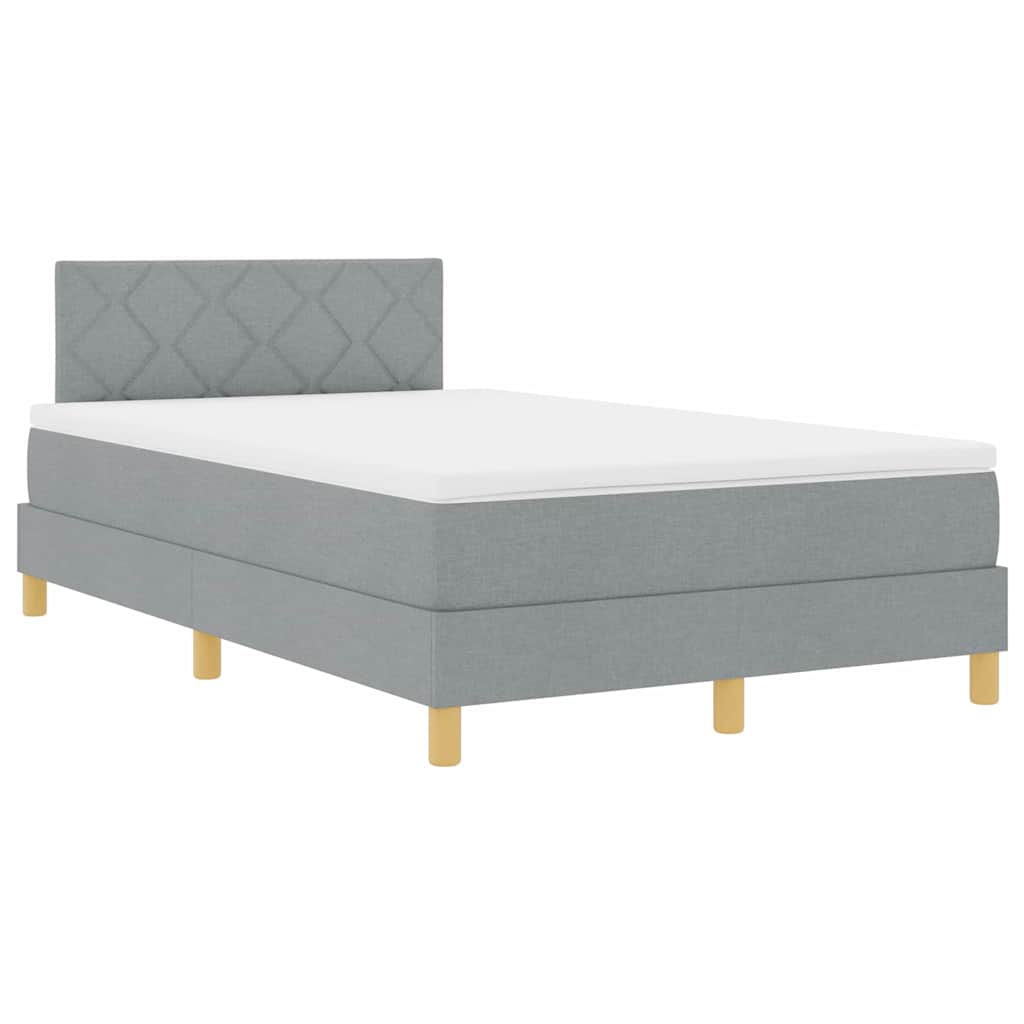 LED Box Spring Bed med hovedgærde Lysegrå 120 x 190 cm Stof