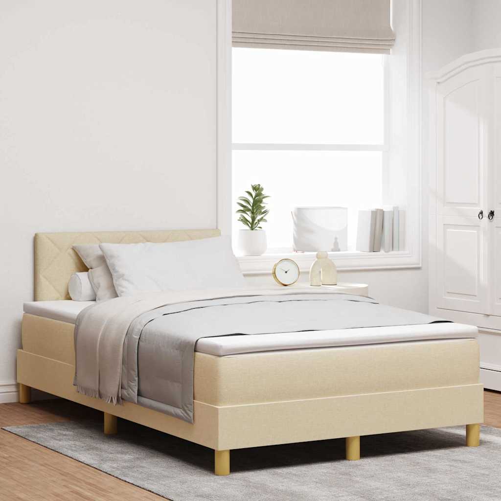 LED Box Spring Bed med pude Creme 120 x 190 cm Stof