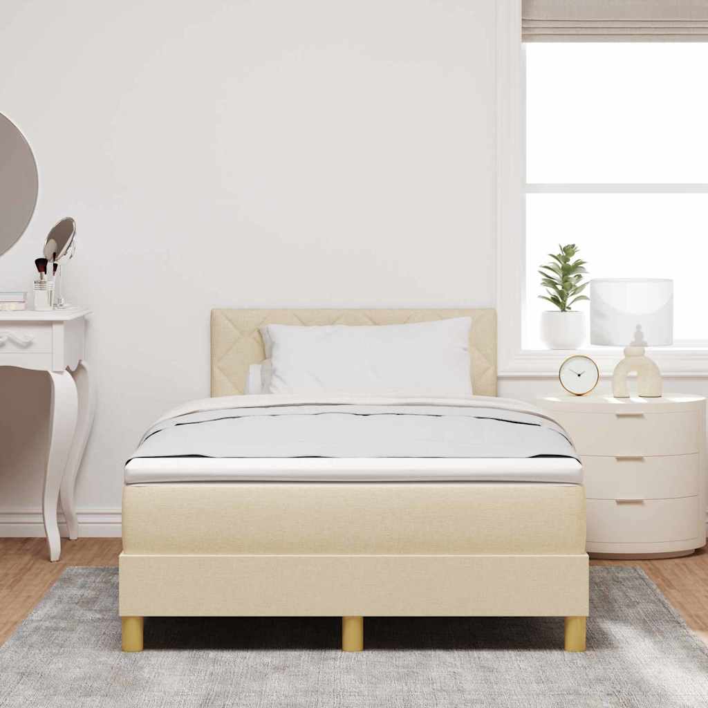 LED Box Spring Bed med pude Creme 120 x 190 cm Stof
