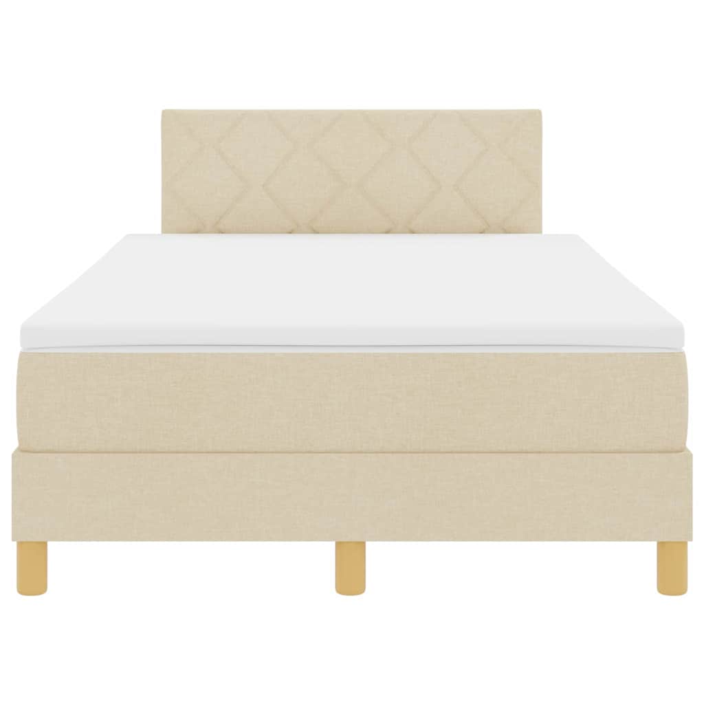LED Box Spring Bed med pude Creme 120 x 190 cm Stof