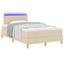 LED Box Spring Bed med pude Creme 120 x 190 cm Stof