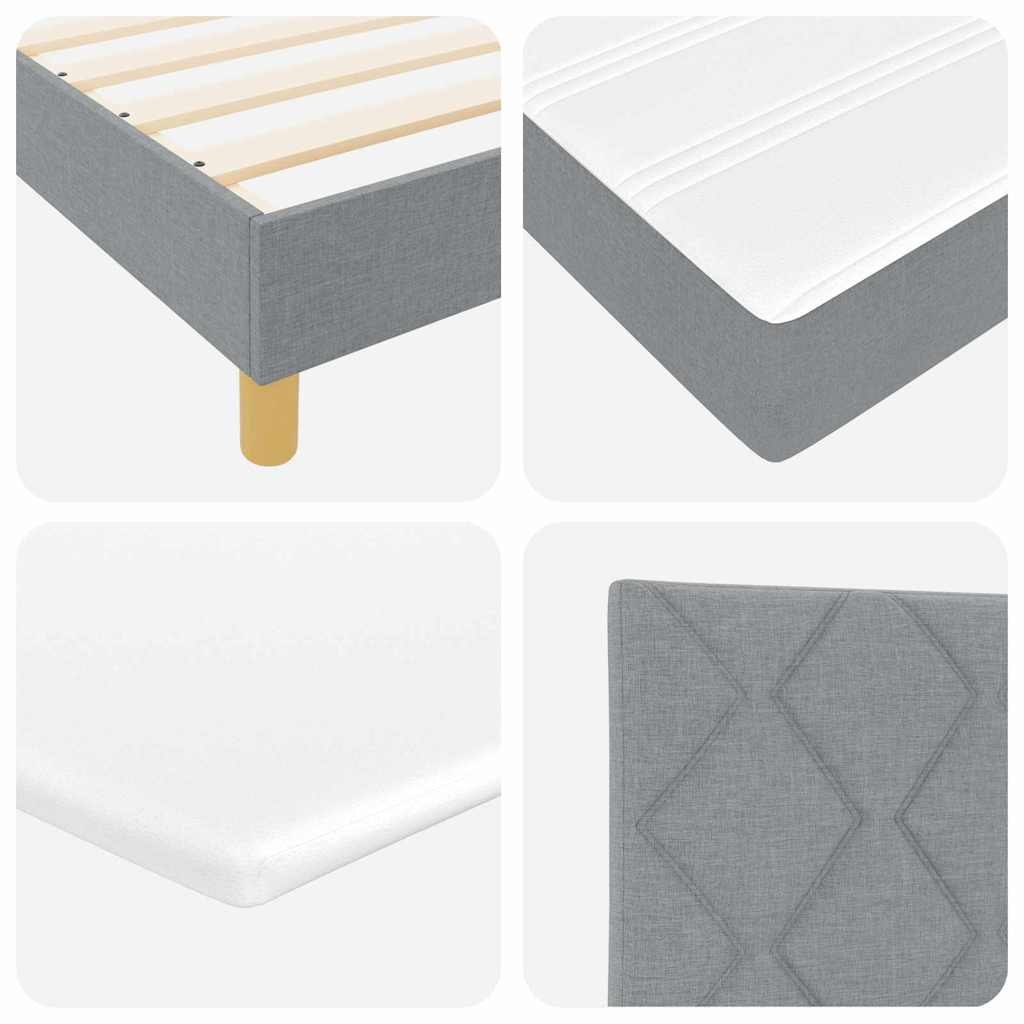 LED Box Spring Bed med pude Lysegrå 120 x 200 cm Stof