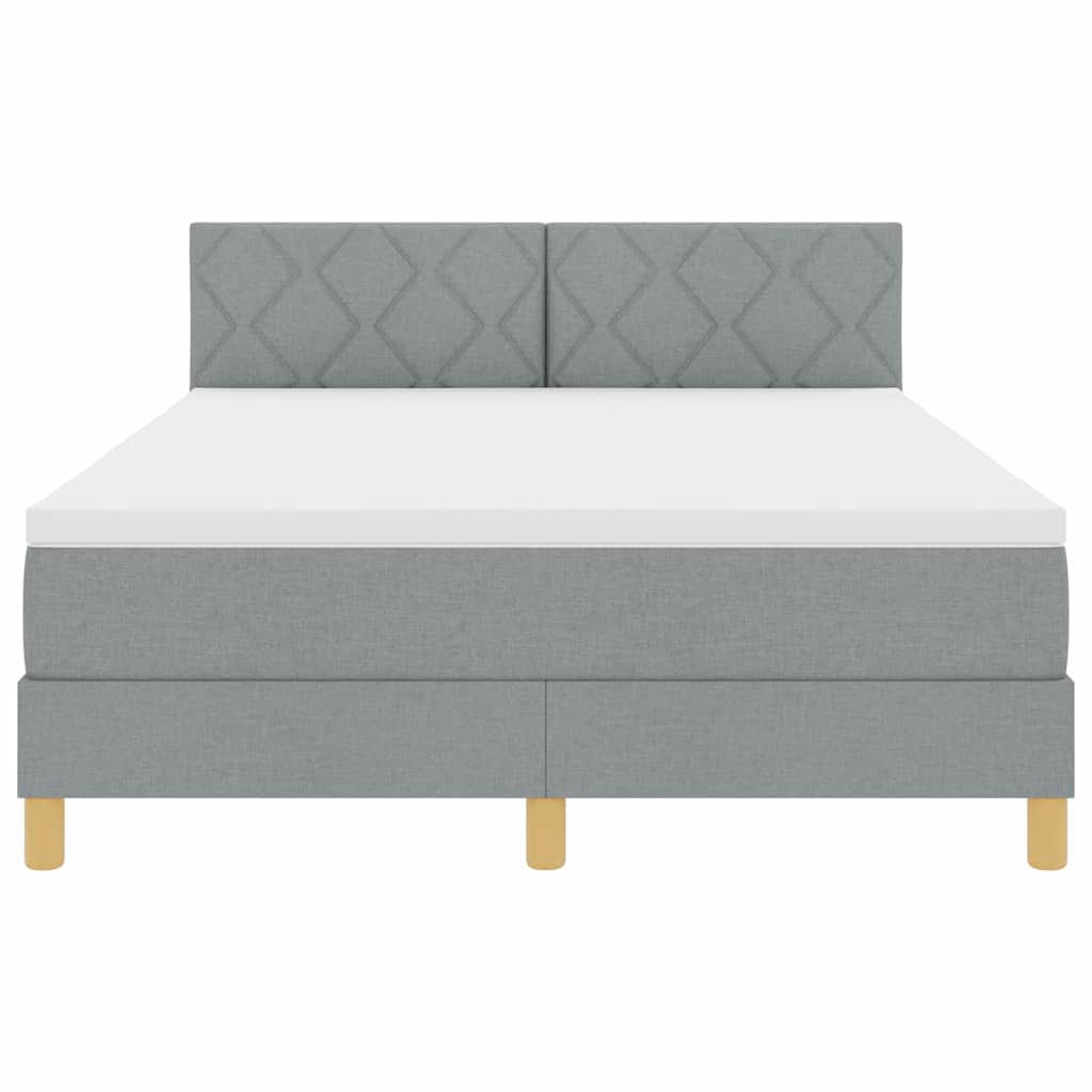 LED Box Spring Bed med hovedgærde Lysegrå 140 x 190 cm Stof