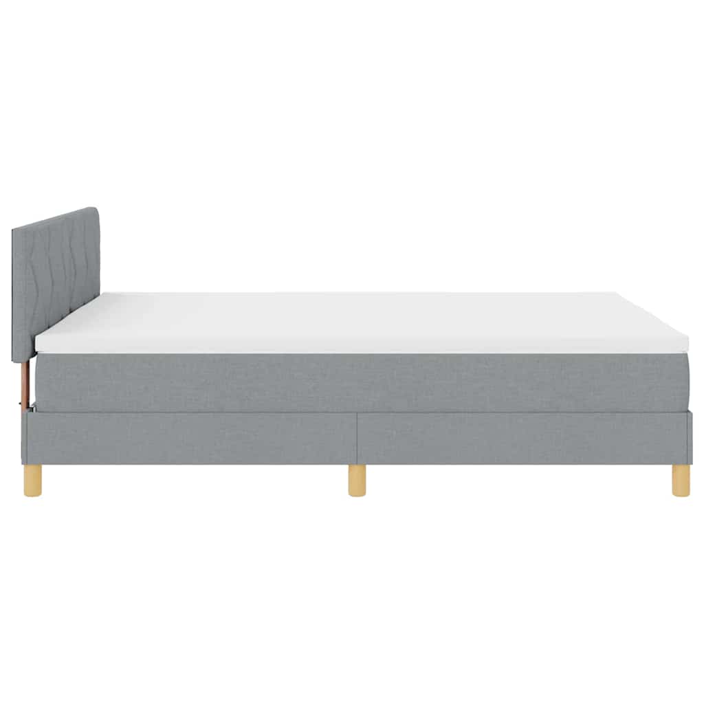 LED Box Spring Bed med hovedgærde Lysegrå 140 x 190 cm Stof