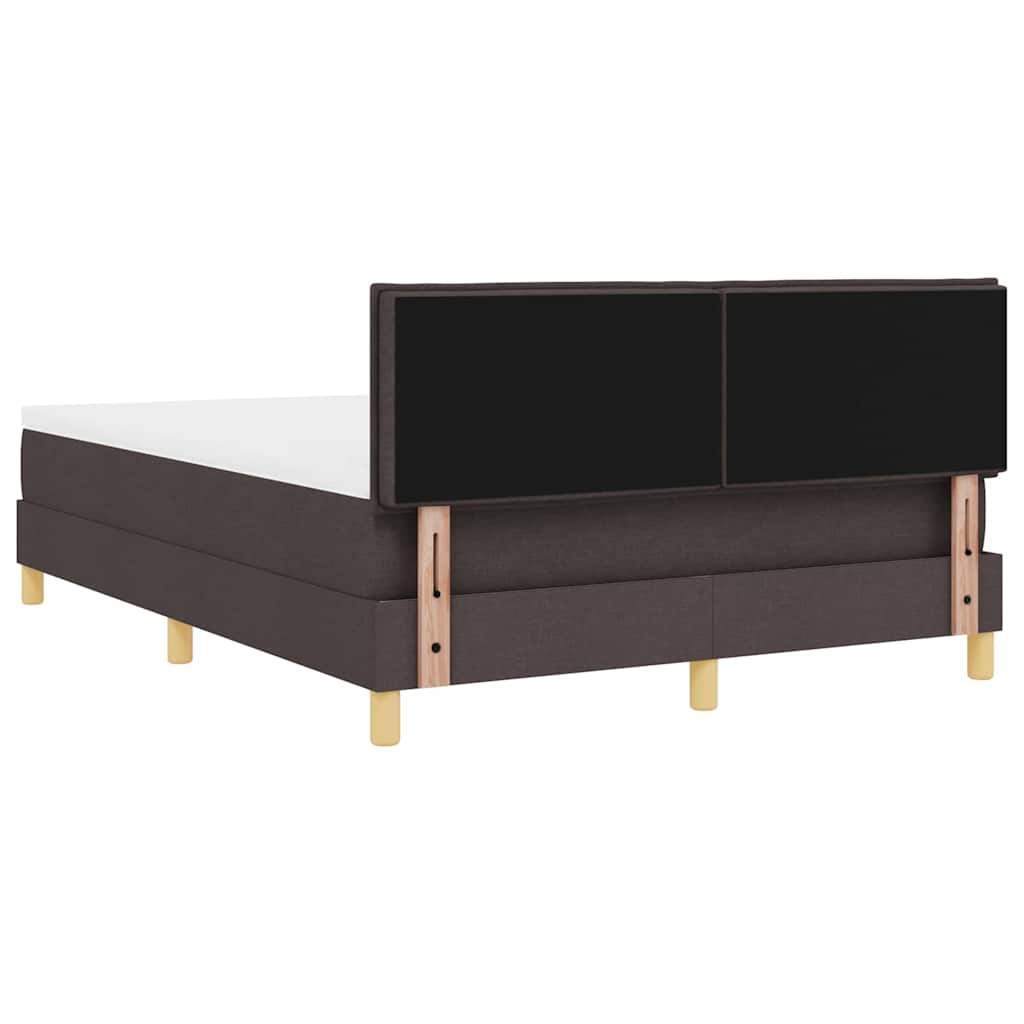 LED Box Spring Bed med hovedgærde Mørk Brun 140 x 190 cm Stof