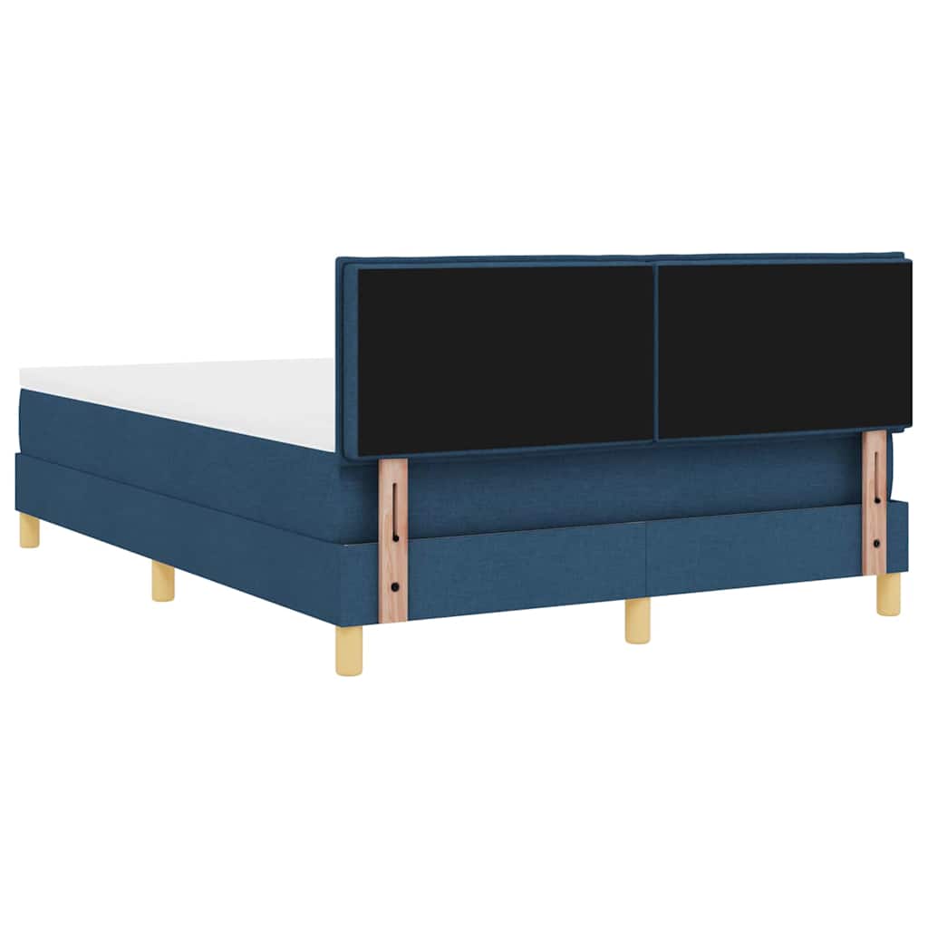 LED Box Spring Bed med LED-lysstrimler Blå 140 x 190 cm Stof