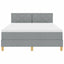 LED Box Spring Bed med hovedgærde Lysegrå 140 x 200 cm Stof