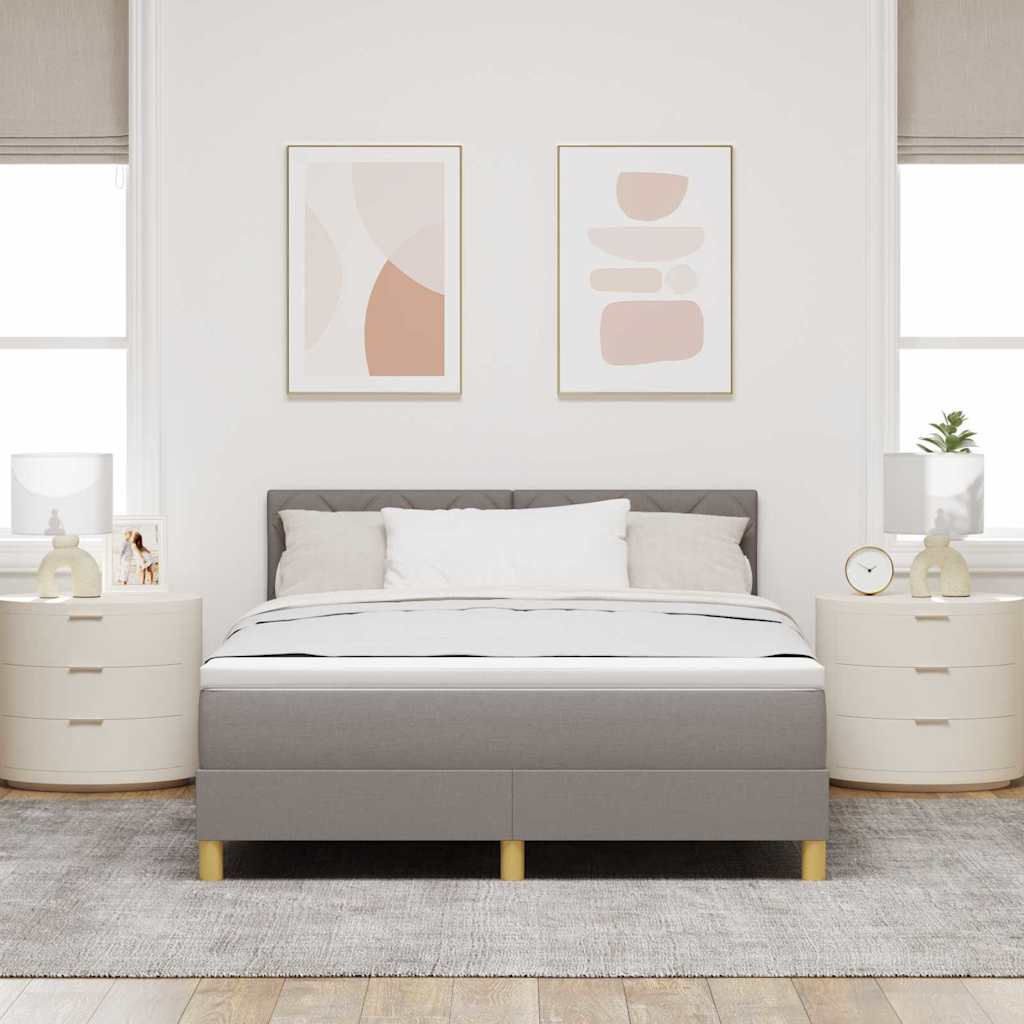 LED Box Spring Bed med hovedgærde Gråbrun 140 x 200 cm Stof