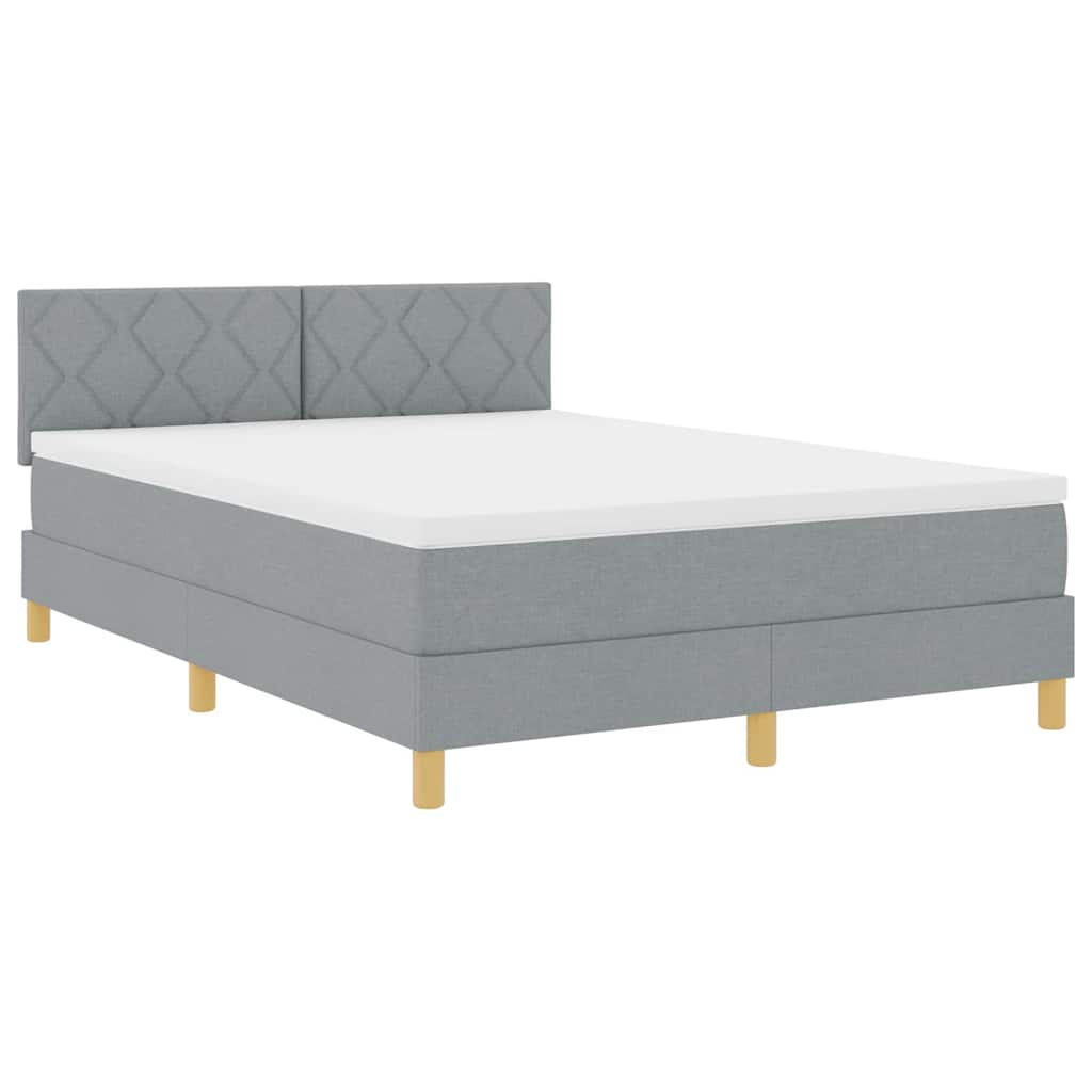 LED Box Spring Bed med hovedgærde Lysegrå 160 x 200 cm Stof