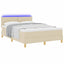 LED Box Spring Bed med LED-lysstrimler Creme 160 x 200 cm Stof